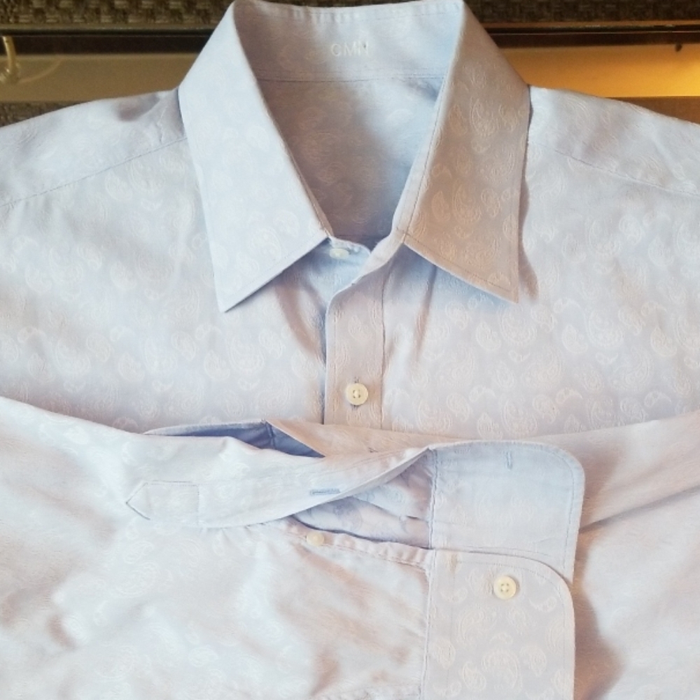 J. Hilburn light blue paisley mens dress shirt - Picture 5 of 5